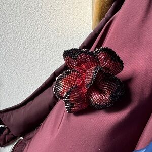 Elegant Beaded Flower Brooch